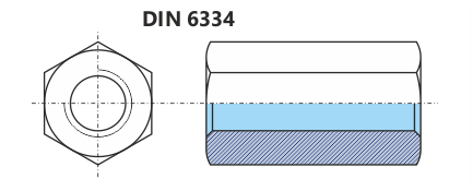 Matice prodlužovací - DIN 6334