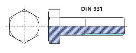 Šrouby se šestihrannou hlavou s částečným závitem - DIN 931