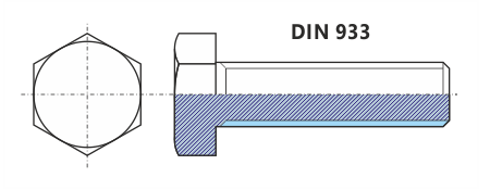 Šrouby se šestihrannou hlavou s celým závitem - DIN 933