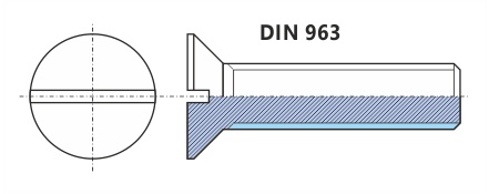 Šrouby se zápustnou hlavou s průběžnou drážkou - DIN 963