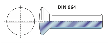 Šrouby s čočkovou hlavou s průběžnou drážkou - DIN 964